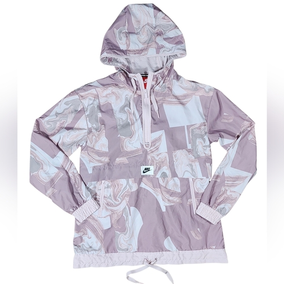 Nike Sportswear Marble-Print Half-Zip Hooded Jacket Size Med - Picture 8 of 9